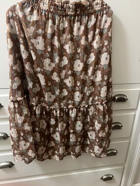 Floral Tiered Brown and Cream Women's Skirt